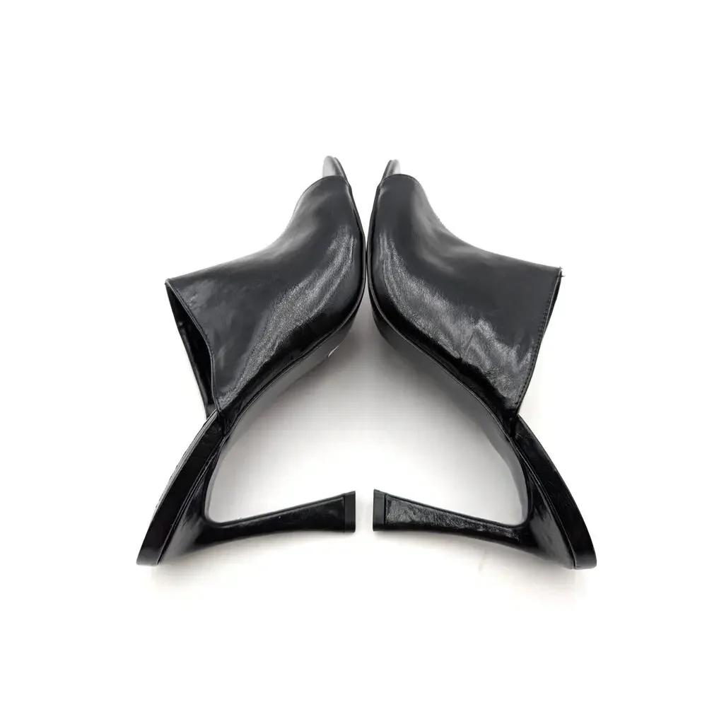 Steve Madden Dayla Peep Toe Heel Mule Women's Black Leather Size US10M EU40.5